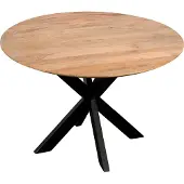 QUVIO Eettafel Sofia – Rond – Ø120 – Stalen kruispoot – FSC-gecertificeerd mangohout – Naturel