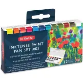 Derwent Inktense Permanente Verf Pan Reis Set Palet #2, Geschikt Voor Laagjes, Voor Stoffen, Inclusief Waterkwast, Spons & Mengpalet
