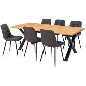 XL mobler Eikenhouten eettafel Toulon met golvende rand en verlengstuk