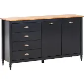 Beliani SHILLINGTON - Dressoir - Zwart/Lichthout - Dennenhout