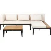 Beliani BRACCIANO - Loungeset 3-zits - Lichtbeige - Links - Acaciahout