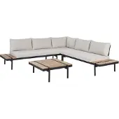 Beliani BELLARIVA - Loungeset-Wit-Eucalyptushout