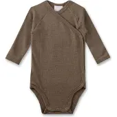Sanetta - Kid's Wrapover Body 1/1 Wool - Merino-ondergoed 56/62, bruin