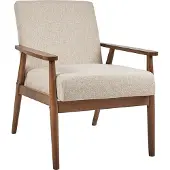 Beliani ESRUM - Fauteuil - Beige - Polyester/Rubberhout