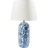Beliani AIBONITO - Tafellamp - Wit/Blauw - Porselein/Linnen