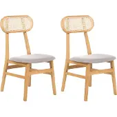 Beliani FALLON - Eetkamerstoel set van 2 - Lichtbruin/Lichtgrijs - Rubberhout