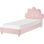Beliani NEULISE - Eenpersoonsbed - Roze - 90 x 200 cm - Fluweel