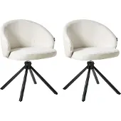 Beliani OVALO - Set van 2 eetkamerstoelen - Gebroken wit - Polyester