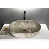 Sapho Rondane keramische waskom 60x42cm bruin marmer
