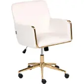 Beliani ALTONA - Bureaustoel - Off-white - Fluweel
