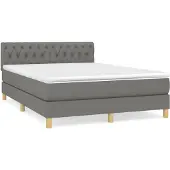 Syfax Boxspring met matras stof donkergrijs 140x200 cm