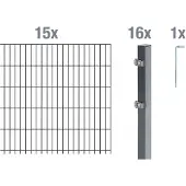 Alberts Dubbelstaafmat hekwerk Basisset Hoogte: 80 - 160 cm, totale lengte: 4 - 30 m, voor plaatsing in beton (set)