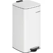 Songmics Keukenprullenbak met pedaal binnenemmer softclose en openhoudfunctie, Wolkenwit / 30 L