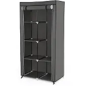Songmics XL kledingkast met 2 kledingroedes, Grijs