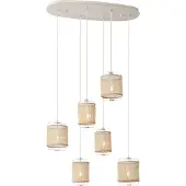 QAZQA Japandi hanglamp beige met stoffen kappen 6-lichts - Yente