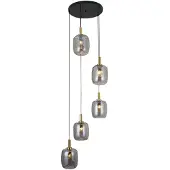 Fantasia OKIRU Pendel 5xE27 Zwart + 5x as grijs glas Ø180mm