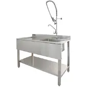 KuKoo Spoelbak horeca keuken LH afdruiprek 1.0 kom &amp; Pre-Rinse Spray Mengkraan