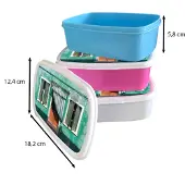 MuchoWow Broodtrommel Blauw - Lunchbox - Brooddoos - Architectuur - Groen - Deur - Huis - Luiken - 18x12x6 cm - Kinderen - Jongen