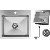 Granitan Spoelbak Keuken RVS Silvo48 - Spoelbakken Keuken Zilver - met Sifon - Wasbak Keuken - 48x45cm