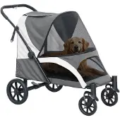 PawHut -Hundewagen-Polyester, Stahl-124L x 67B x 100H cm-Dunkelgrau