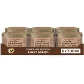 OGX Braziliaanse Keratine Haarmasker - Altijd Steil & Glad - Intens Gladmakend Masker met Keratine & Cacaoboter voor Pluizig Haar - 6x300 ml