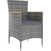 vidaXL 5-delige Tuinset met kussens poly rattan grijs