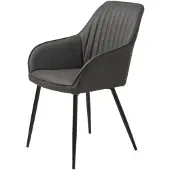 Håum Eetkamerstoel Nolan stribe PU-leer - Donkergrijs - eetkamerstoelen set van 2