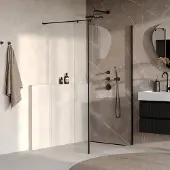 Brauer Oblivion inloopdouche helder glas 110cm met 40cm zijwand zwart mat