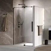 Brauer Stellar nisdeur met vaste wand 88.5-100cm zwart mat