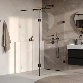 Brauer Void profielloze inloopdouche 130cm met 30cm zijwand zwart mat