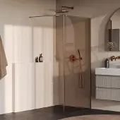 Brauer Oblivion inloopdouche bronsglas 120cm met 30cm zijwand koper geborsteld PVD