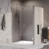 Brauer Void profielloze nisdeur 140cm met draaideur 70cm aan muur chroom
