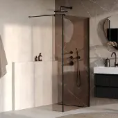 Brauer Oblivion inloopdouche bronsglas 100cm met 30cm zijwand zwart mat