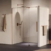 Brauer Stellar nisdeur met vaste wand 148.5-160cm koper geborsteld PVD