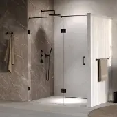 Brauer Void profielloze nisdeur 150cm met draaideur 70cm aan glas zwart mat