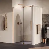 Brauer Stellar nisdeur met vaste wand 108.5-120cm koper geborsteld PVD