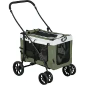 PawHut -Hundewagen-Polyester, Stahl-81L x 58B x 97,5H cm-Dunkelgrün