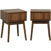 Sweeek Nachtkastje hout decor 1 lade (set van 2) Walnoot