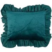 Mars & More kussen fluweel rouche petrol 35x45cm