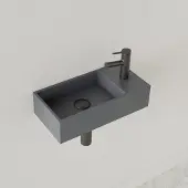 Gliss Design Fontein Nano 36x18x9 cm 1 Kraangat Rechts Leigrijs