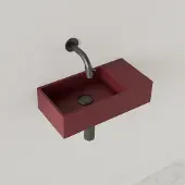 Gliss Design Fontein nano 36x18x9 cm zonder kraangat rechts mat wijn rood