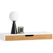 SoBuy FRG93-WN Badkamermuurkast - Houten Wandplank met Lade