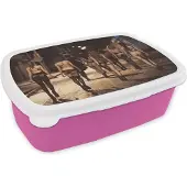 MuchoWow Broodtrommel Roze - Lunchbox - Brooddoos - Vrouwen - Lingerie - Avond - Straat - 18x12x6 cm - Kinderen - Meisje