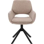 Goossens Eetkamerstoel Daisy bruin stof graden draaibaar met return functie met armleuning, modern design
