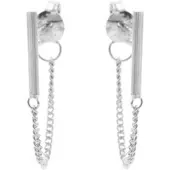 Karma oorbel Chain Tubes Round Silver-M1807