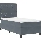 vidaXL LED Box Spring Bed met matras Donkergrijs 90 x 200 cm Fluweel