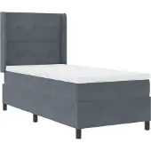 vidaXL Boxspring bed met hoofdeinde Donkergrijs 90 x 200 cm Fluweel