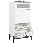 SoBuy Meuble à Chaussures 2 Abattants Blanc 59x40x115 cm