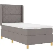 vidaXL Boxspringbed met LED-verlichting, taupe, 90 x 200 cm, gestoffeerd
