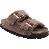 Scholl Klomp Women Belle Synthetic Fur Brown-Schoenmaat 39